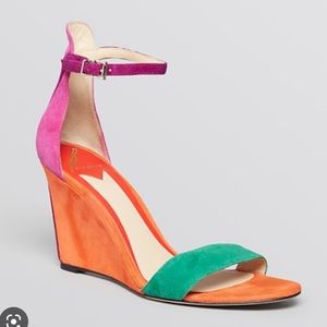 Pre-Owned in EXCELLENT condition Brian Atwood Roberta color block sandals. Sz 8